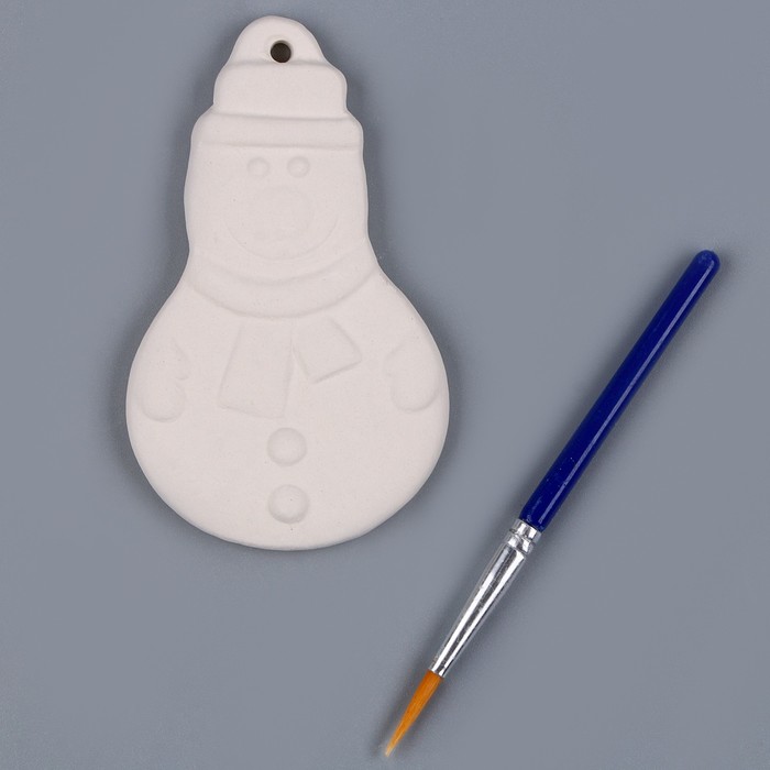 Ёлочное украшение под раскраску «Снеговик» с подвесом, кисть ёлочное украшение под раскраску снеговик с подвесом кисть
