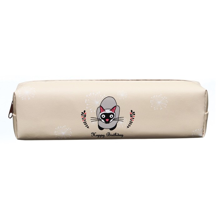 фото Пенал школьный "зверьки", на молнии, бежевый