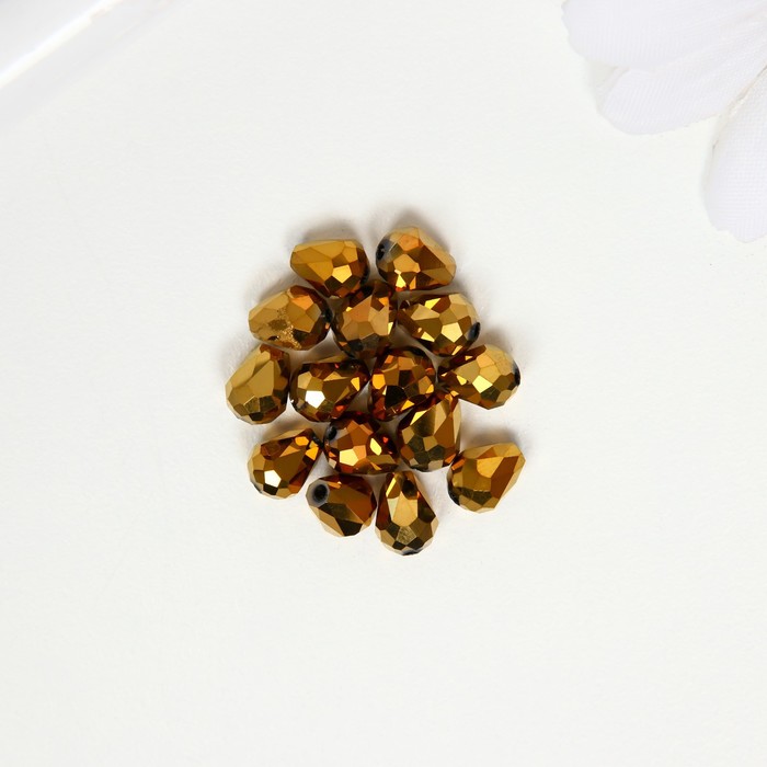Бусины стекло, 5х7 мм, 15 шт. золото стеклянные чешские бусины pip beads 5х7 мм цвет jet lila vega luster 50 шт 23980 15726 1