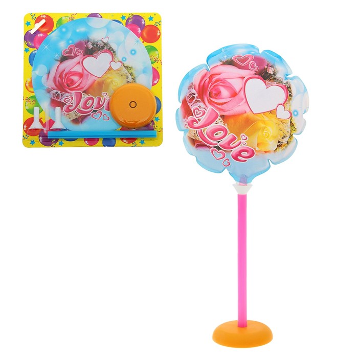 Шар фольгированный 7" "Love" Шар+зажим+трубочка+подставка
