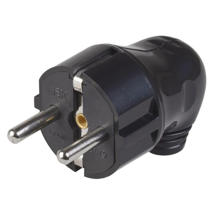 Вилка угловая ВПу11-02-Ст разборная с заземл 16А черн IEK EVP11-16-01-K02 73₽