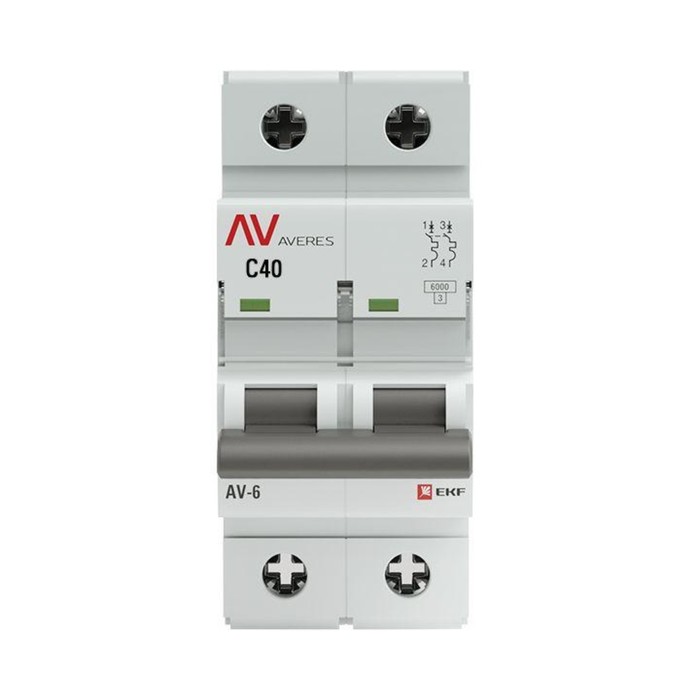 

Выключатель автоматический модульный 2п C 40А 6кА AV-6 AVERES EKF mcb6-2-40C-av