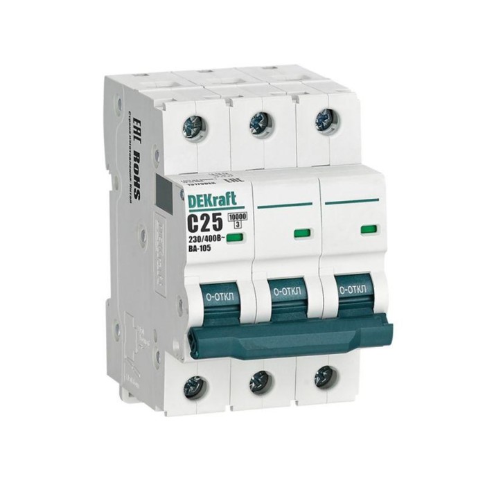 

Выключатель автоматический модульный 3п C 25А 10кА ВА-105 DEKraft 13179DEK