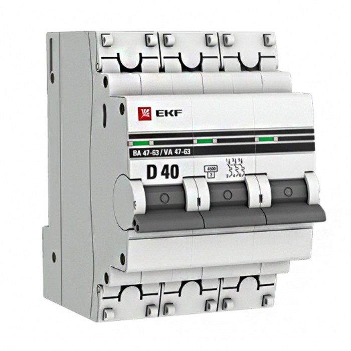 Выключатель автоматический модульный 3п D 40А 4.5кА ВА 47-63 PROxima EKF mcb4763-3-40D-pro