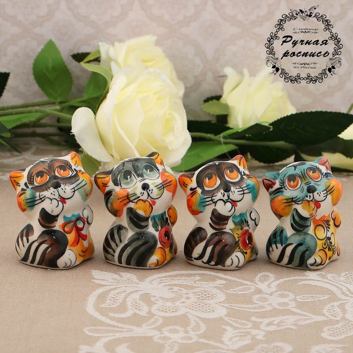 Сувенир «Кот Ласка», цвет, гжель