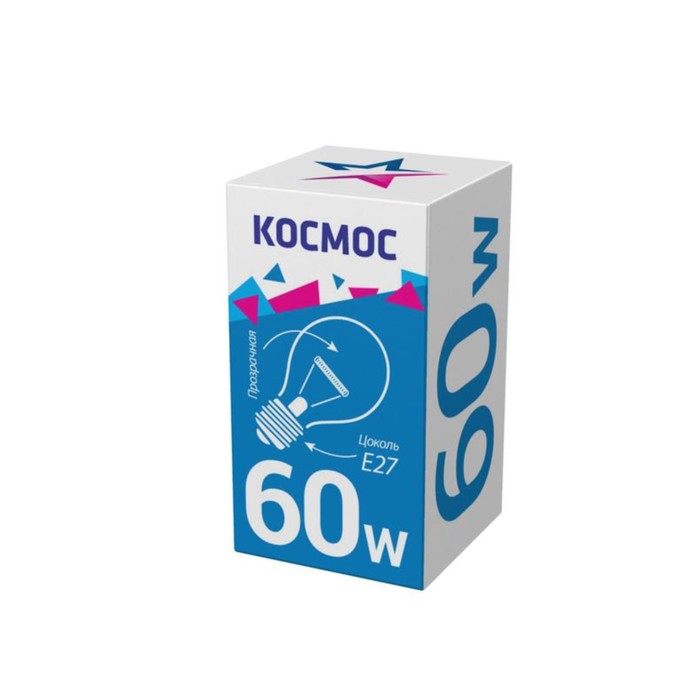 Лампа накаливания 60Вт A50/A55 прозрачная E27 230В КОСМОС LKsmSt55CL60E27v2