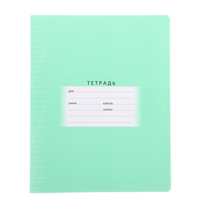 Тетрадь 12 листов косая линейка "Школьная. Зелёная", картонная обложка