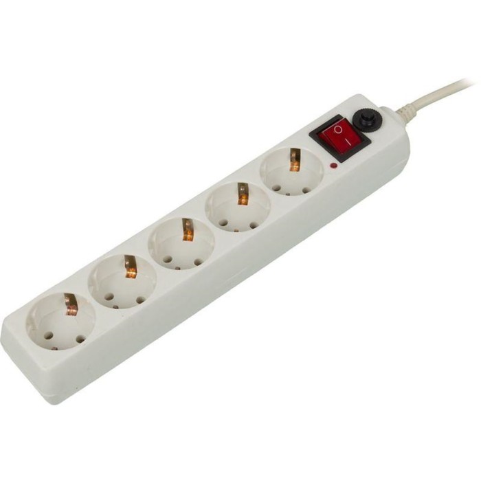 Удлинитель с сетевым фильтром 5х10м с заземл 10А IP20 500SH-10-W 22кВт CCA бел BURO 992302 1125₽