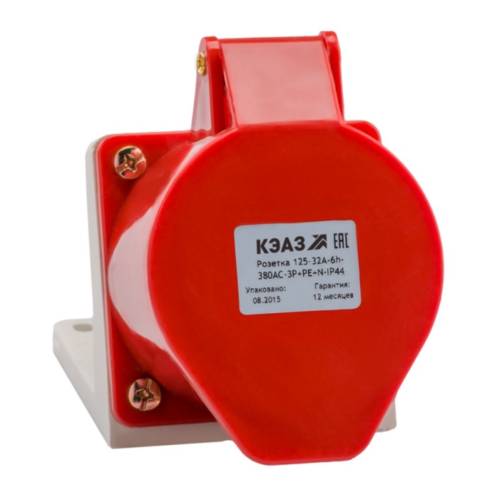 

Розетка 115 16А 3P+PE+N 380В AC 6ч IP44 для монтажа на поверхность КЭАЗ 222755