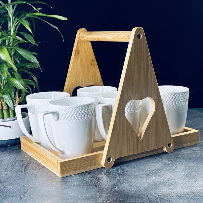 

Набор кружек Lenardi Bamboo, на подставке, 300 мл, 6 шт