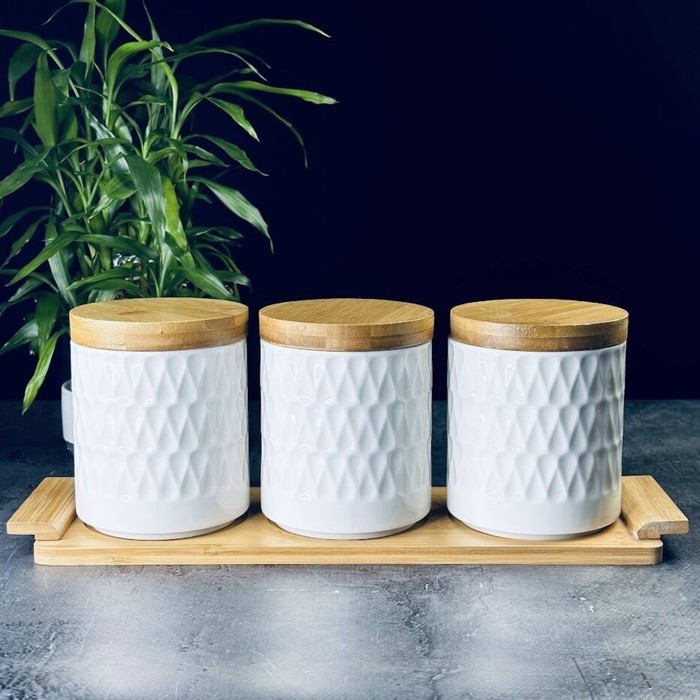 

Набор банок Lenardi Bamboo, на подставке, 1000 мл, 3 шт