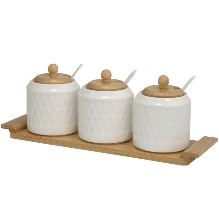 

Набор банок с ложками Lenardi Bamboo, на подставке, 360 мл, 3 шт