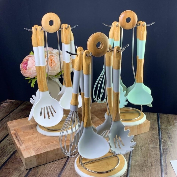 Набор кухонных принадлежностей Lenardi, на подставке, 6 предметов, цвет МИКС набор ножей и кухонных принадлежностей lenardi на подставке 12 предметов