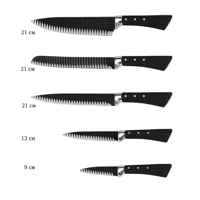 Набор ножей Lenardi, на подставке, 6 предметов набор ножей на пластиковой подставке 6 предметов