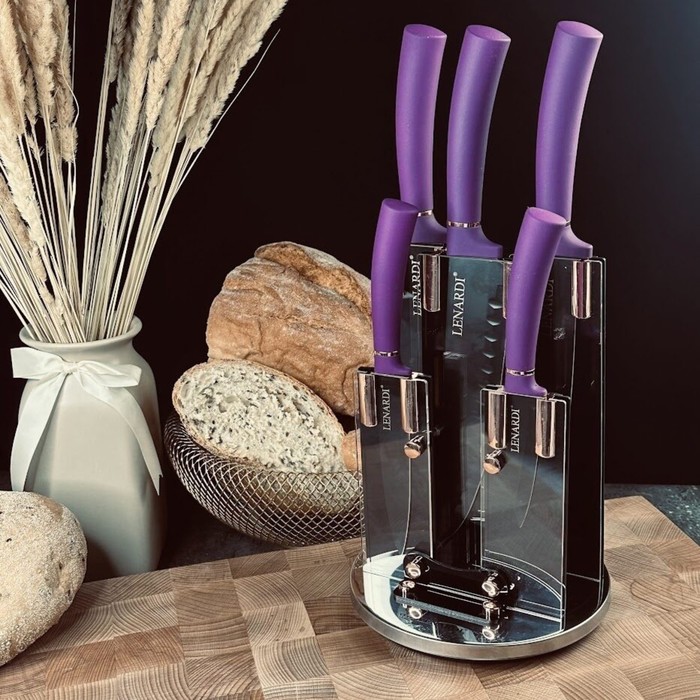 набор ножей кухонных на подставке brabantia profile new 6 предметов Набор ножей Lenardi, на подставке, 6 предметов