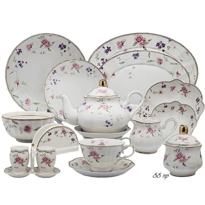 Чайно-столовый сервиз Lenardi «Флоренс», 88 предметов чайно столовый сервиз lenardi полевые цветы 88 предметов