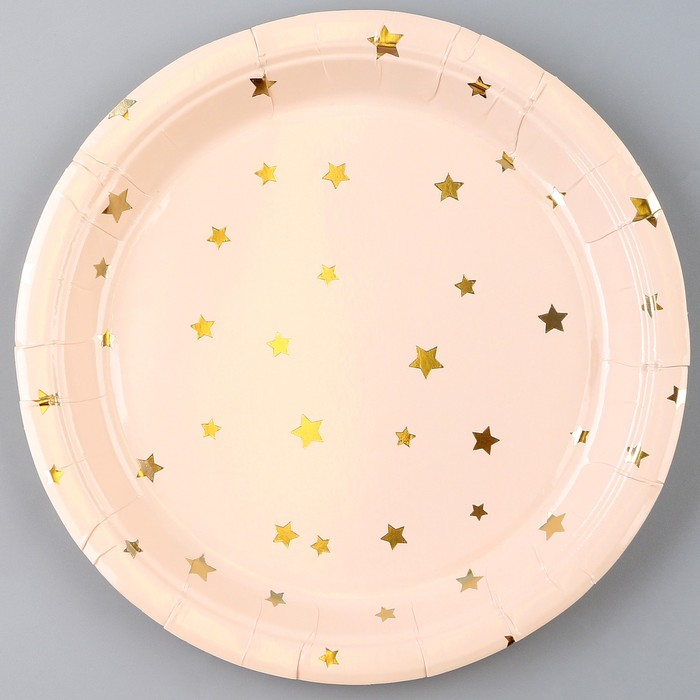 Тарелка бумажная «Золотые звёздочки», в наборе 6 шт.