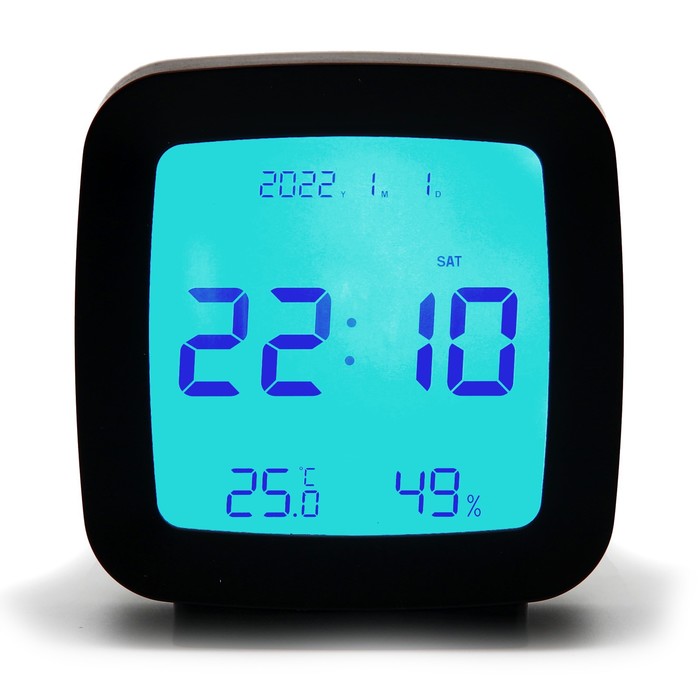 Часы - будильник электронные настольные: термометр, календарь, гигрометр, 7.8 х 8.3 см часы электронные настольные бируни будильник термометр гигрометр 10 х 10 см