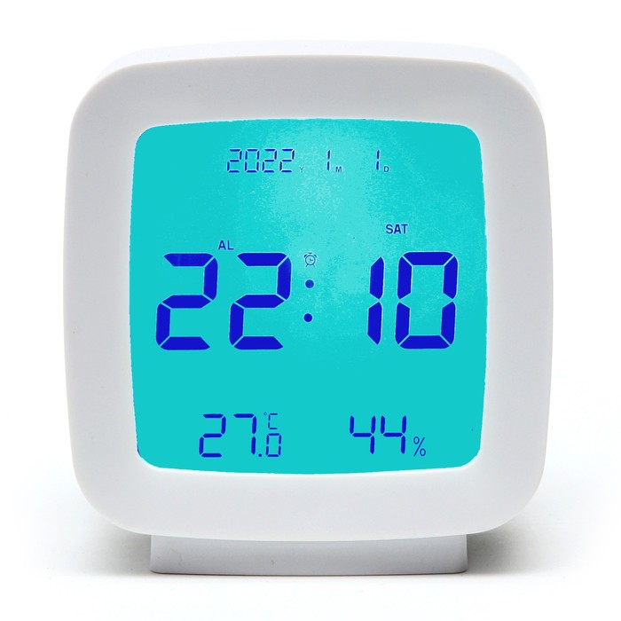 Часы - будильник электронные настольные: термометр, календарь, гигрометр, 7.8 х 8.3 см часы электронные настольные будильник календарь термометр гигрометр 15 5 х 9 5 см 3 ааа