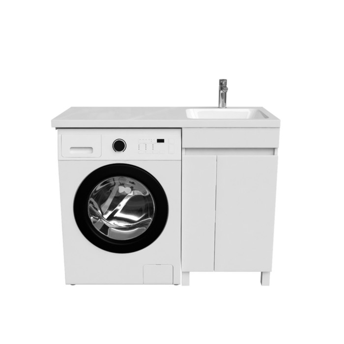 

Тумба с раковиной для стиральной машины IDDIS Optima Home, 110 см, белая, правая