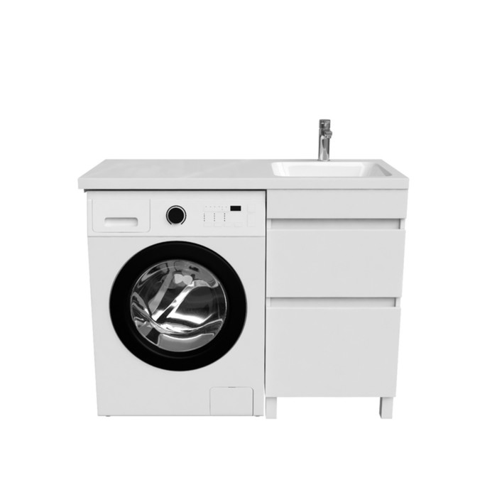 

Тумба с раковиной для стиральной машины IDDIS Optima Home, 110 см, белая, правая