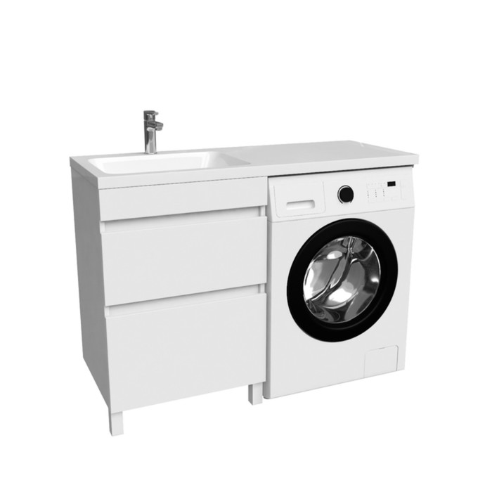 Тумба с раковиной для стиральной машины IDDIS Optima Home, 120 см, белая, левая