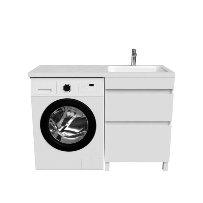 

Тумба с раковиной для стиральной машины IDDIS Optima Home, 120 см, белая, правая