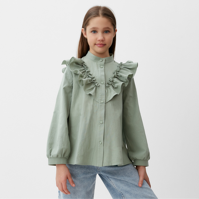 Блузка для девочки MINAKU цвет оливковый, рост 152 см