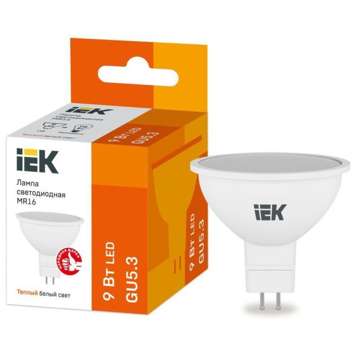 цена Лампа светодиодная MR16 софит 9Вт 230В 3000К GU5.3 IEK LLE-MR16-9-230-30-GU5