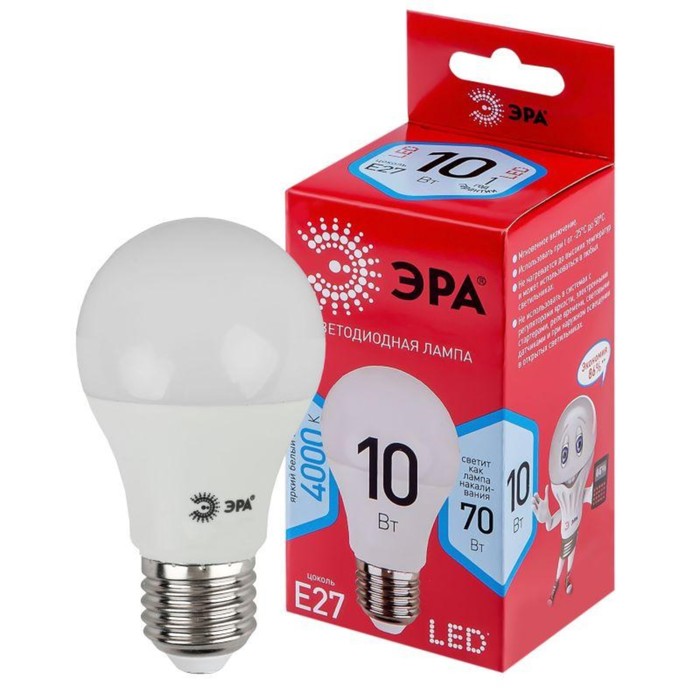 

Лампа светодиодная RED LINE LED A60-10W-840-E27 R 10Вт A60 груша 4000К нейтр. бел. E27 Эра Б0049635