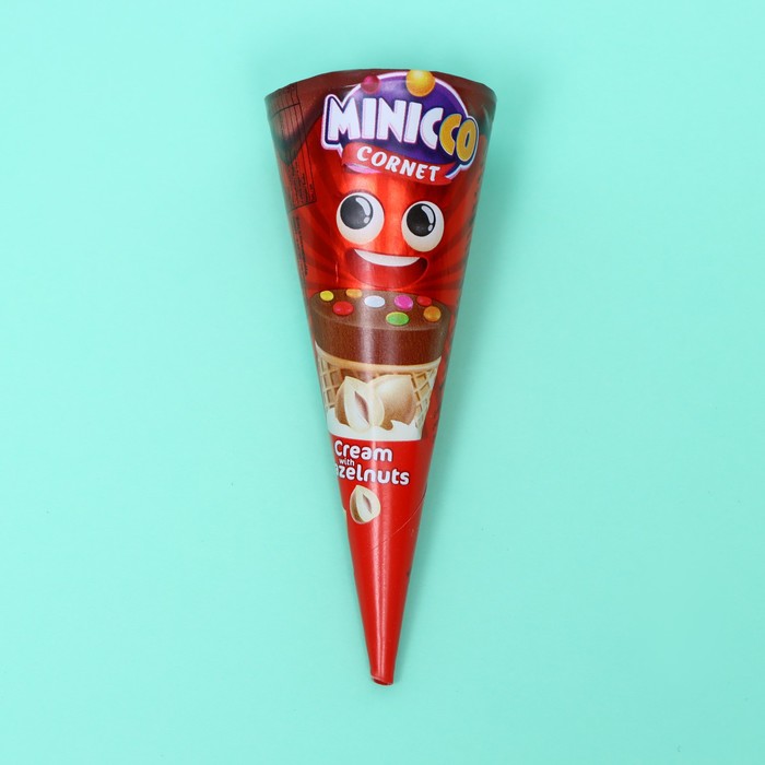 

Вафельный рожок Minicco Cornet Hazelnut молочный шоколад Орех, 25 г
