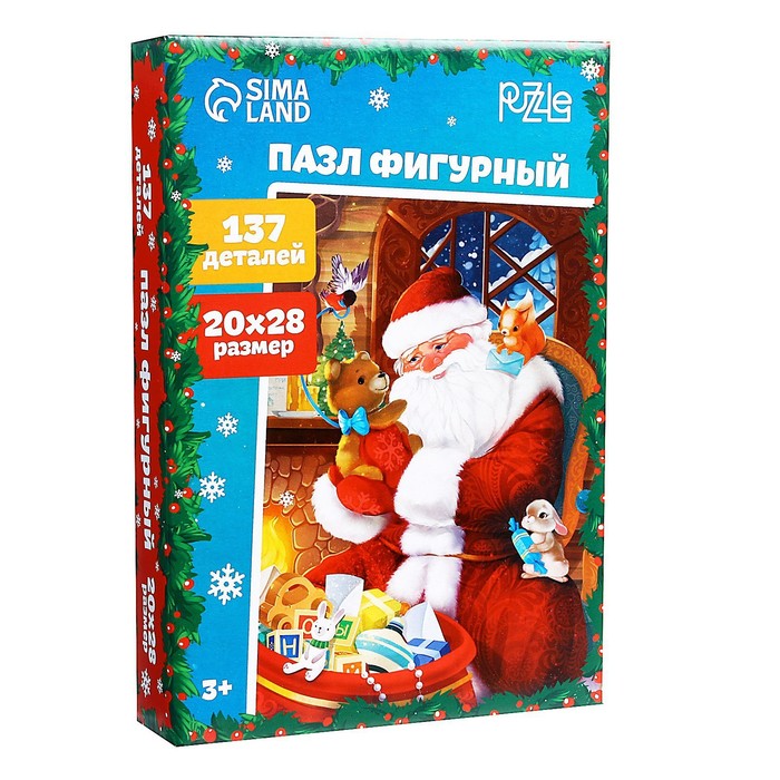 

Пазл фигурный «В гостях у Деда Мороза», 137 деталей
