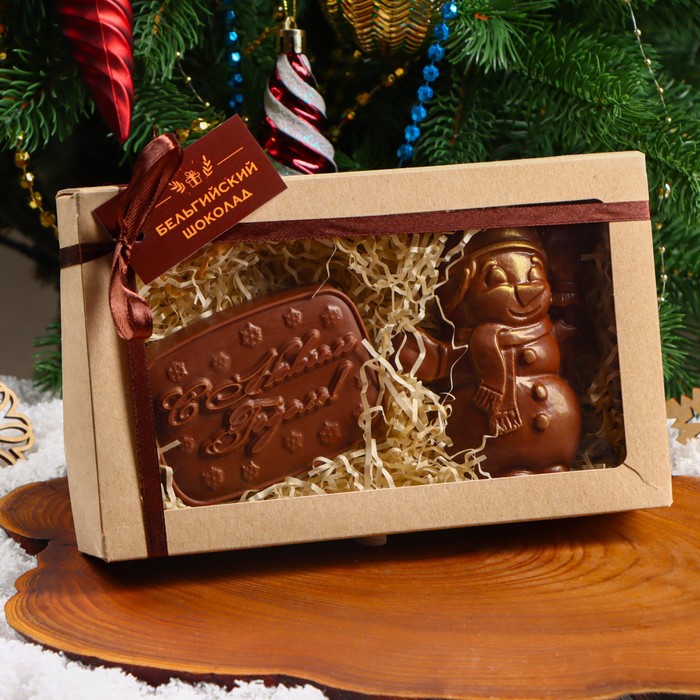 Шоколадные фигурки Снеговик и С Новым Годом, 160 г шоколадные конфеты с новым годом в коробке 100 г