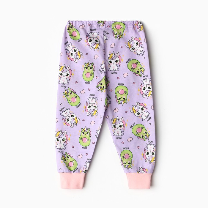 Пижама для девочек, цвет сиреневый-авокадо, рост 86-92 см
