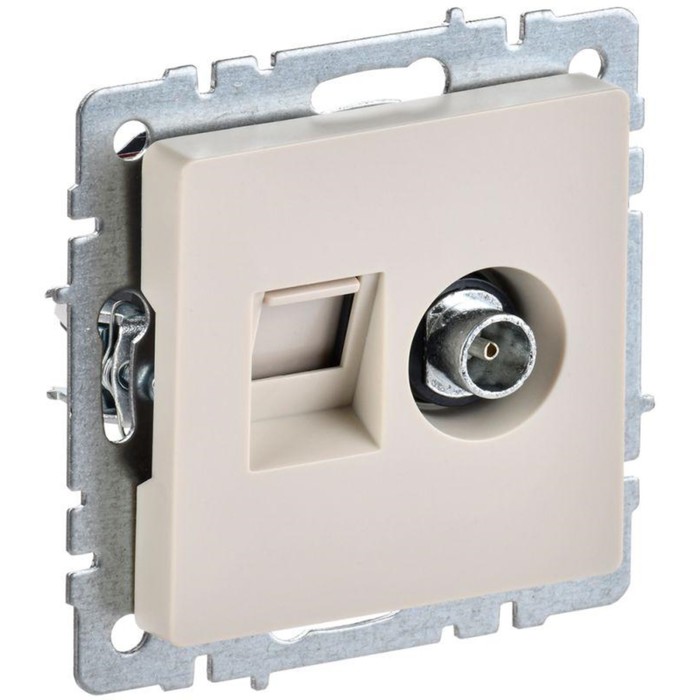 

Розетка компьютерная + телевизионная 2-м Brite РТВ/РК12-БрКр RJ45 кат.5E + TV беж. IEK BR-AK20-1-K10