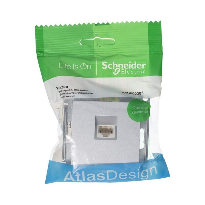 

Розетка компьютерная 1-м AtlasDesign RJ45 кат.5E механизм алюм. SE ATN000383