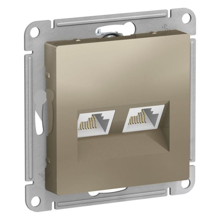 

Розетка компьютерная 2-м AtlasDesign RJ45 кат.5E механизм шампань SE ATN000585