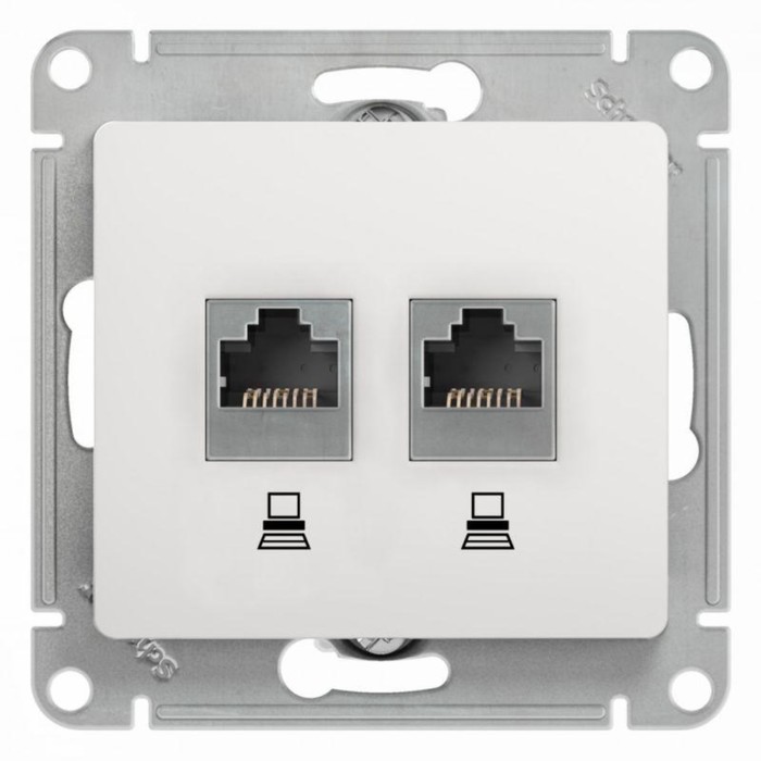 

Розетка компьютерная 2-м Glossa RJ45 кат.5E механизм бел. SE GSL000185KK
