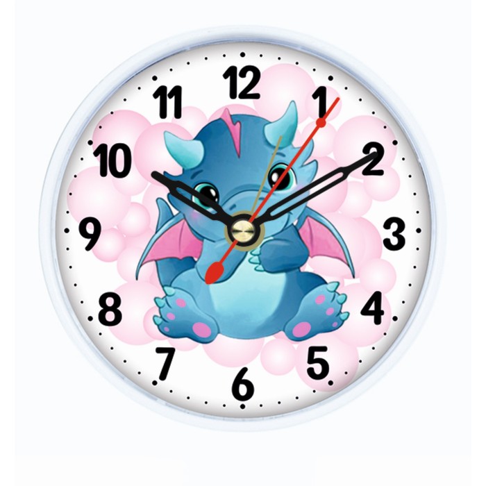 Часы - будильник настольные Дракоша, дискретный ход, циферблат d-8 см, 9.5 х 9.5 см, АА