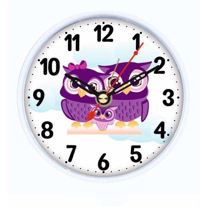 Часы - будильник настольные Совушки, дискретный ход, циферблат d-8 см, 9.5 х 9.5 см, АА