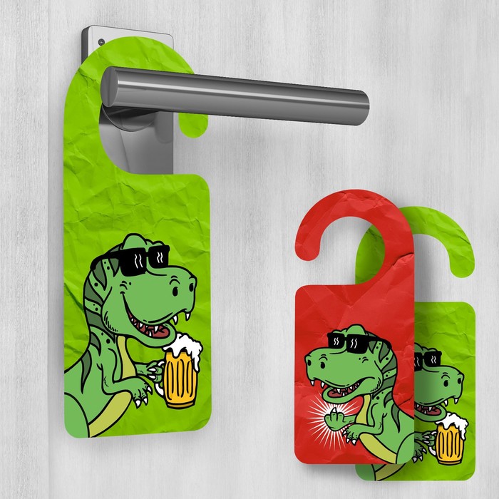 Табличка на дверь Динозавр с пивом