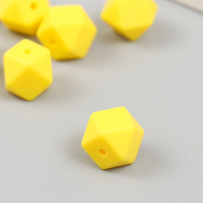 Бусина силикон Многогранник ярко-желтая d=1,4 см