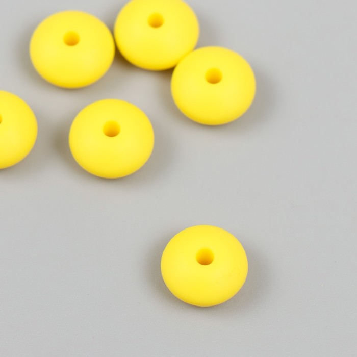 Бусина силикон Сплющенная ярко-желтая d=1,2 см