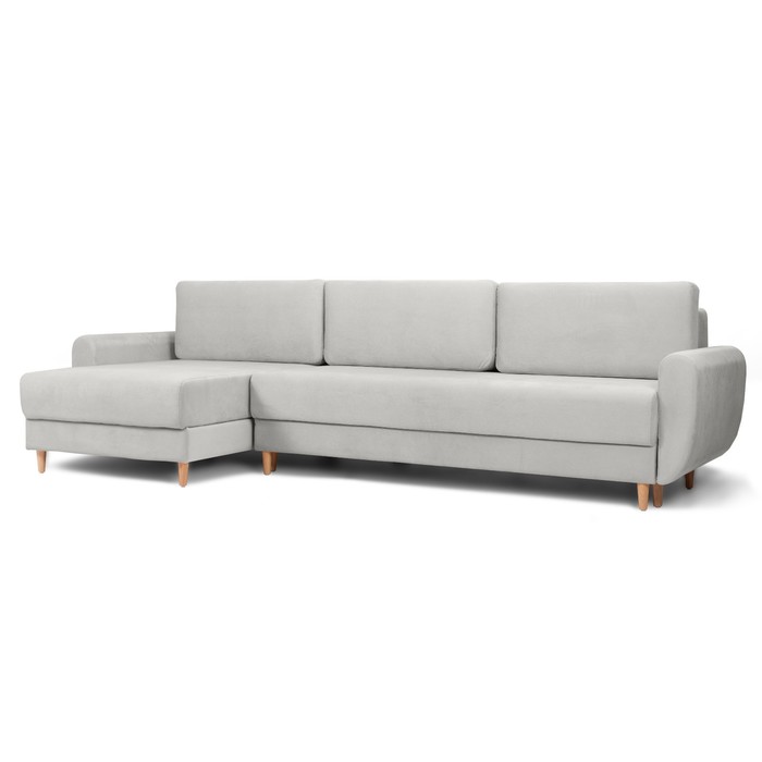 Угловой диван «Неаполь», механизм еврокнижка, левый угол, велюр, цвет серый