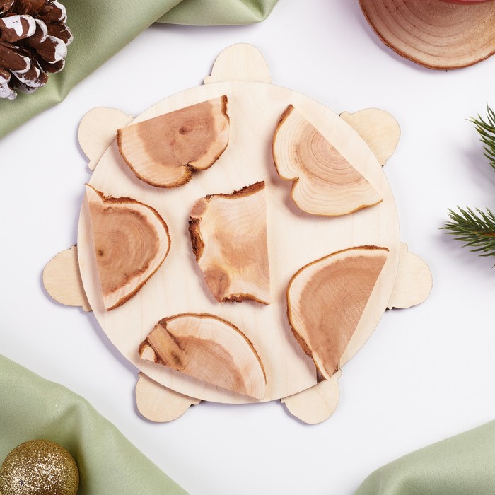 фото Подставка под горячее "дед мороз", 20х20 см, микс дерева