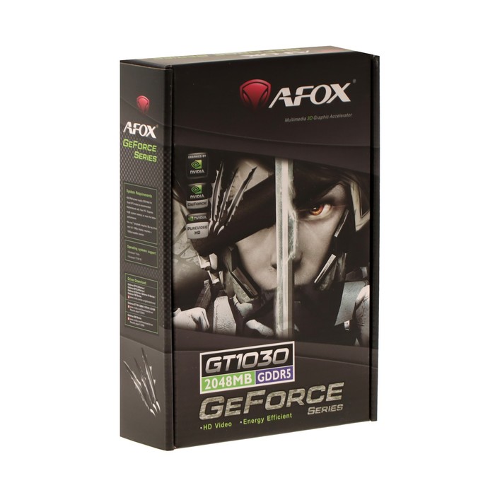 Видеокарта Afox GT1030, 2Гб, 64bit, GDDR5, DVI, HDMI, HDCP видеокарта palit nvidia geforce gtx 1650 4гб 128bit gddr5 dvi hdmi hdcp