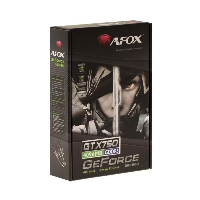Видеокарта Afox GTX750, 4Гб, 128bit, GDDR5, DVI, HDMI, VGA, HDCP