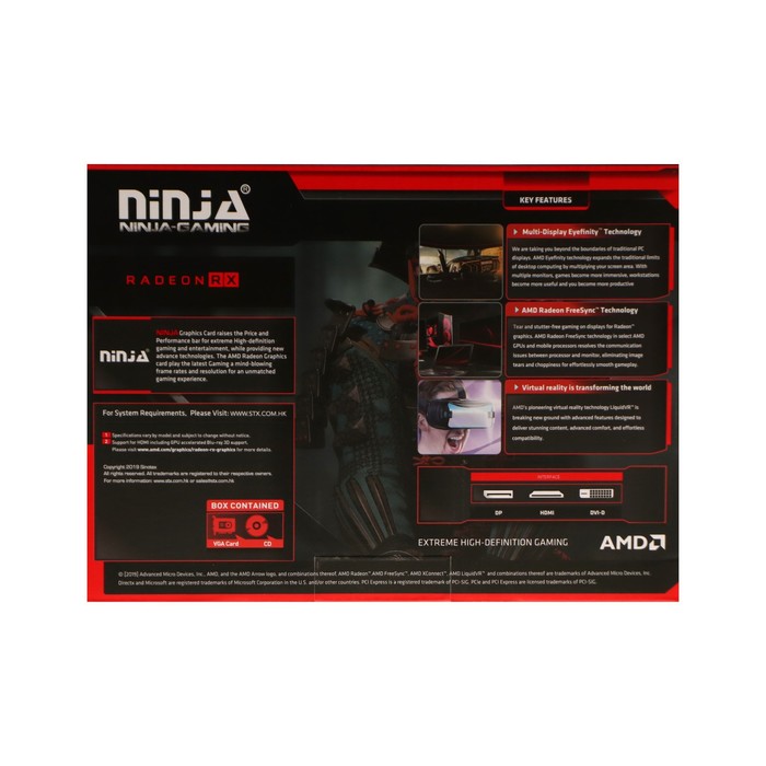 фото Видеокарта ninja rx580, 8гб, 256bit, gddr5, dvi, hdmi, dp, hdcp