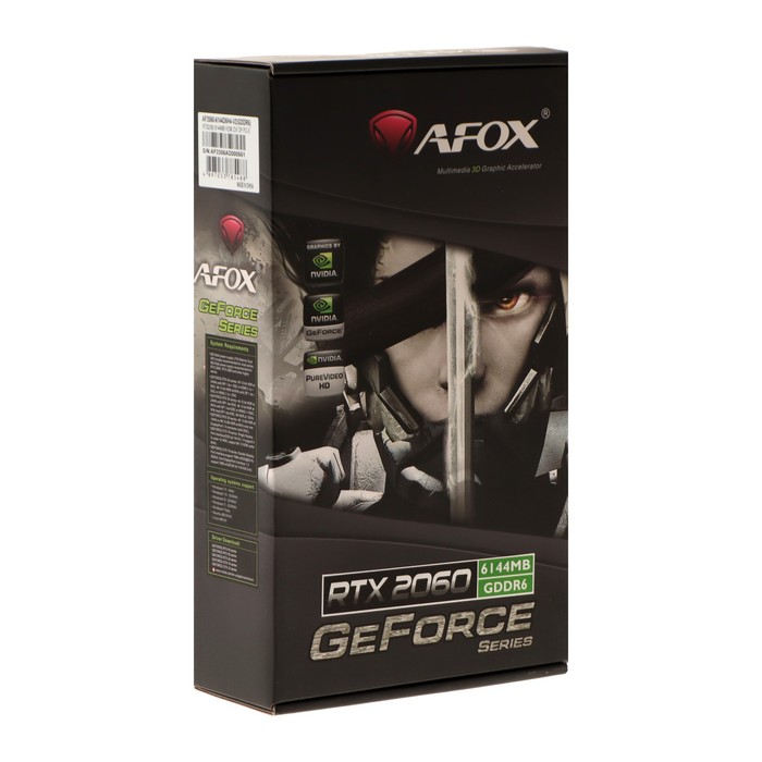 Видеокарта Afox RTX2060, 6Гб, 192bit, GDDR6, DVI, HDMI, DP, HDCP
