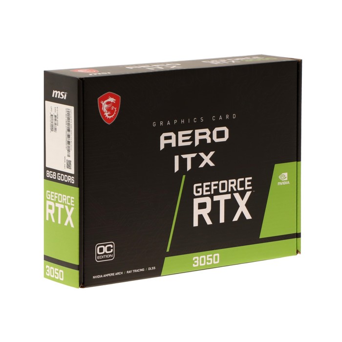 Видеокарта MSI RTX3050 AERO ITX, 8Гб, 128bit, GDDR6, DVI, 3хHDMI, DP ninja gtx1650 nk165df46f pcie 896sp 4g 128bit gddr6 dvi hdmi dp